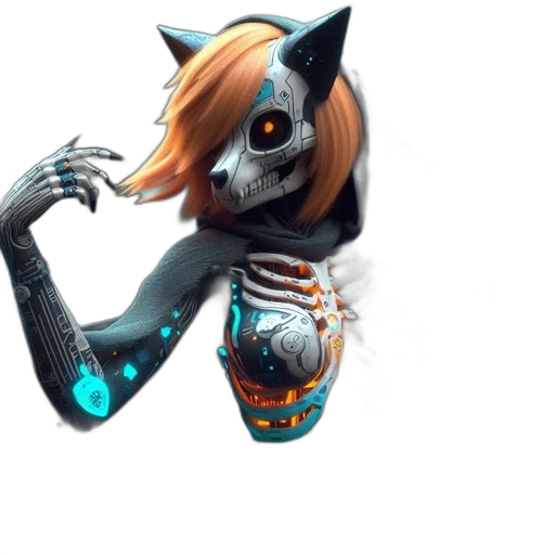 robot, mask, creature, staff transparent PNG cut-out