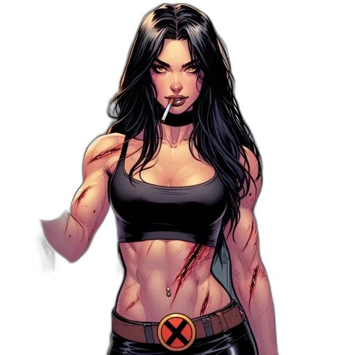 comic book art, concept art, woman, scratches transparent PNG cut-out
