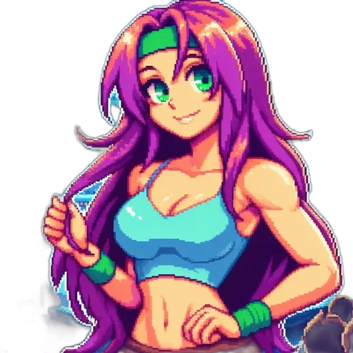 dress, staff, pixel art, anime transparent PNG cut-out
