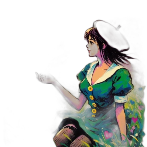 dress, staff, flower, crown transparent PNG cut-out