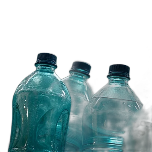 bottle, 3d render, blue, plastic transparent PNG cut-out