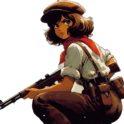 weapon, staff, hat, jacket transparent PNG cut-out