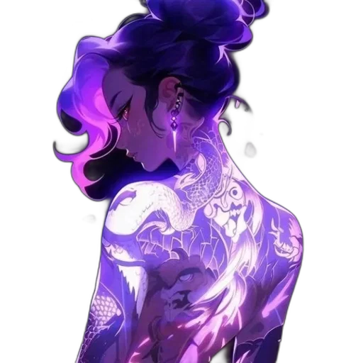 dress, jacket, dragon, hair transparent PNG cut-out