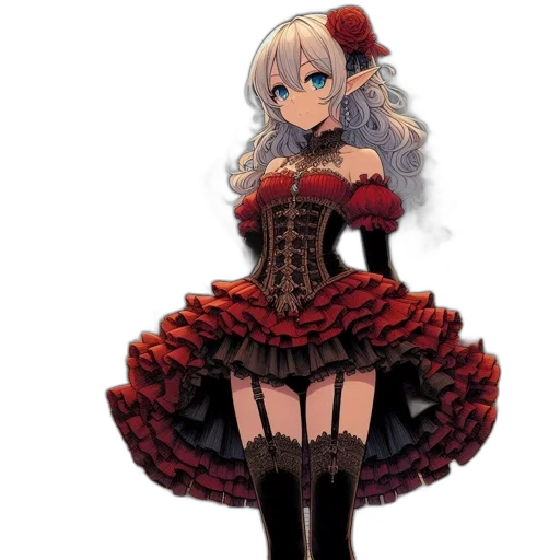 dress, flower, staff, robot transparent PNG cut-out