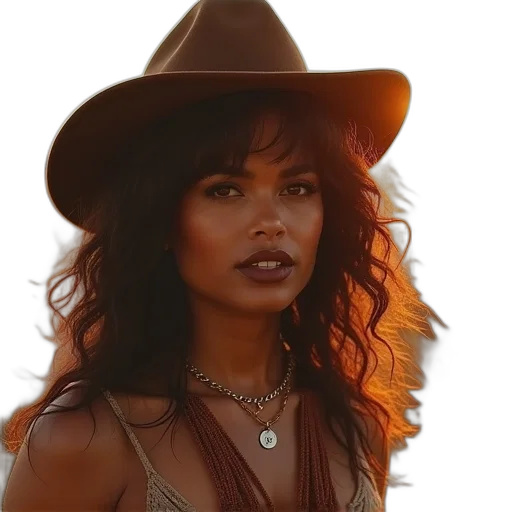 hat, jewelry, photorealistic, earth tones transparent PNG cut-out