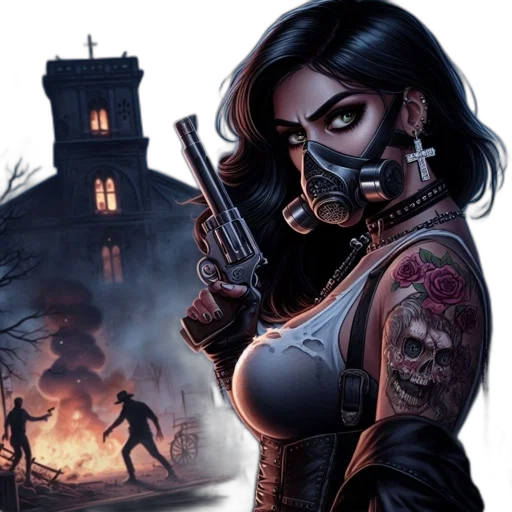 comic book art, concept art, fantasy art, cyberpunk transparent PNG cut-out