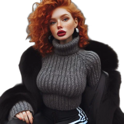 jacket, dress, hair, photorealistic transparent PNG cut-out