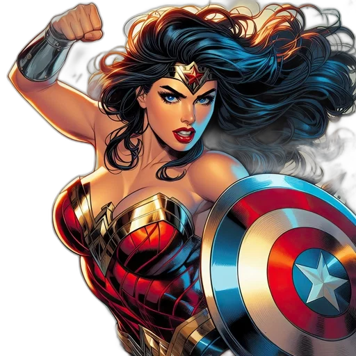 comic book art, concept art, wonder, woman transparent PNG cut-out