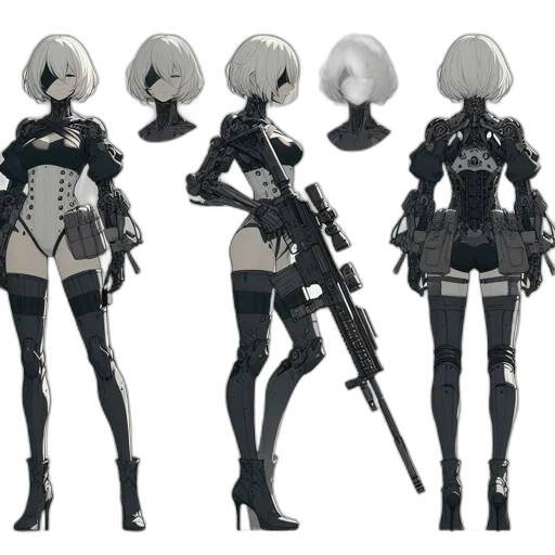 robot, weapon, concept art, 3d render transparent PNG cut-out