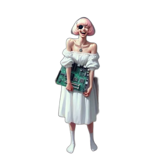 dress, robot, staff, jewelry transparent PNG cut-out