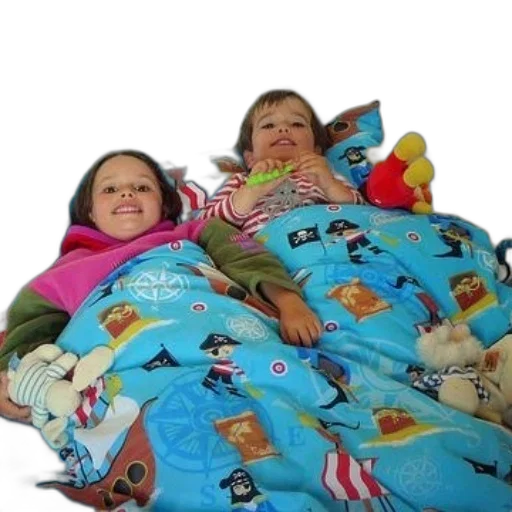 two, children, lie, bed transparent PNG cut-out