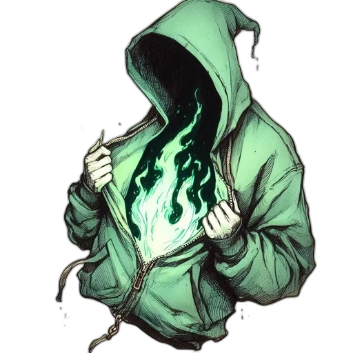 jacket, staff, mask, creature transparent PNG cut-out