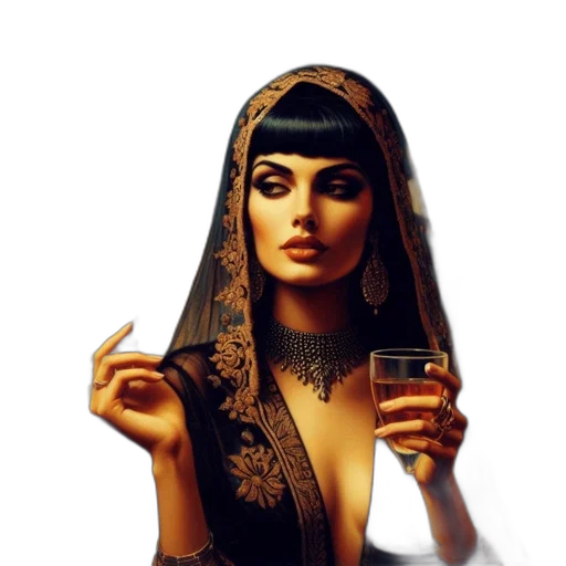 dress, jewelry, face, hat transparent PNG cut-out