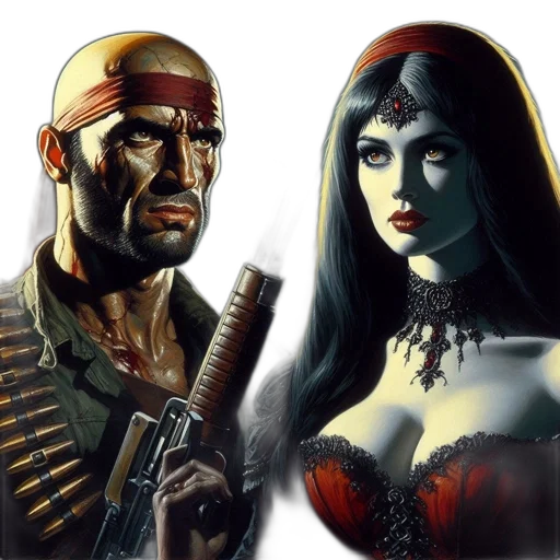 comic book art, concept art, fantasy art, photorealistic transparent PNG cut-out