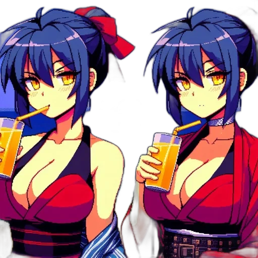 anime, pixel art, vaporwave, cyberpunk transparent PNG cut-out