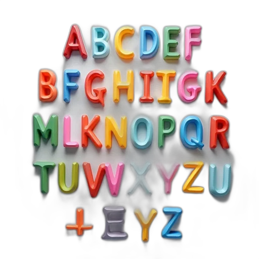 3d render, colorful, alphabet, letters transparent PNG cut-out
