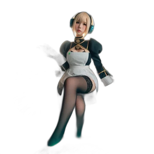 staff, dress, robot, 3d render transparent PNG cut-out