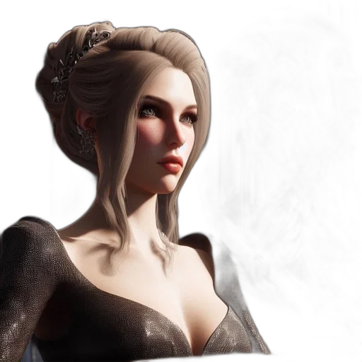 crown, dress, face, fantasy art transparent PNG cut-out