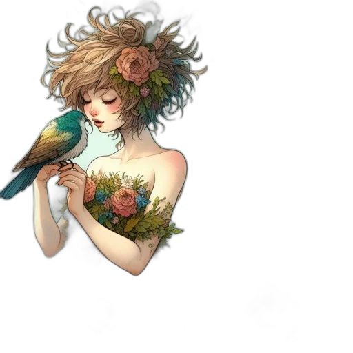 flower, staff, dress, crown transparent PNG cut-out