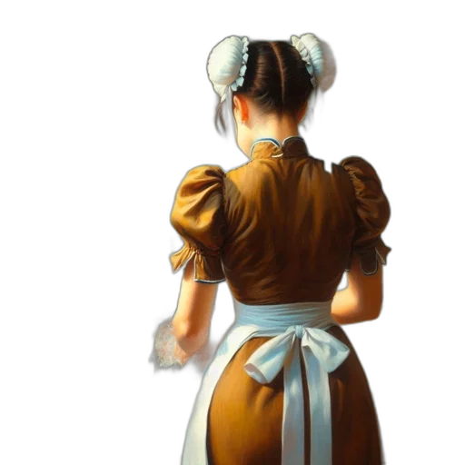 dress, staff, oil painting, photorealistic transparent PNG cut-out