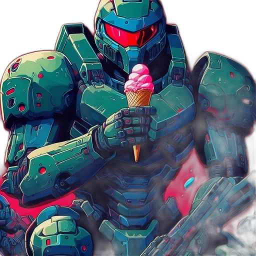 robot, weapon, vaporwave, concept art transparent PNG cut-out