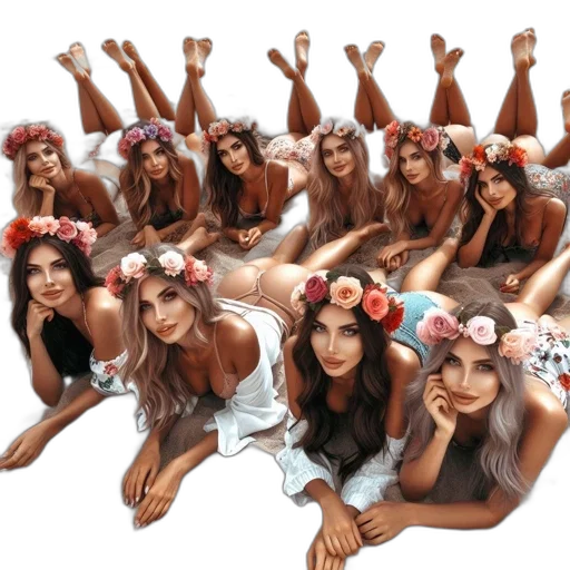 photorealistic, concept art, group, women transparent PNG cut-out