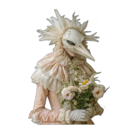 mask, dress, creature, flower transparent PNG cut-out
