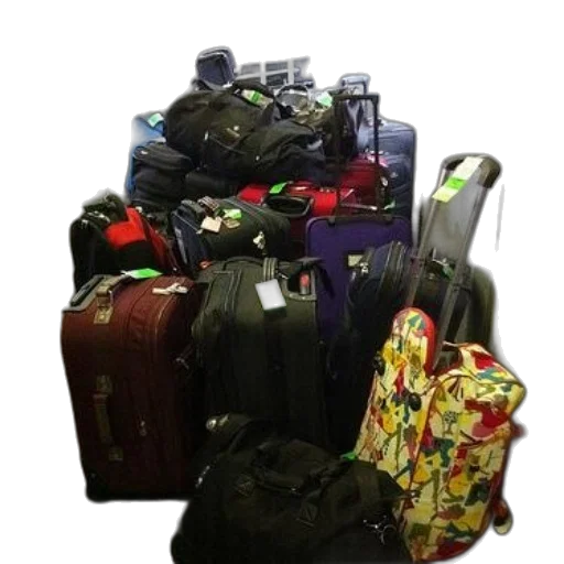 pile, luggage, various, colors transparent PNG cut-out