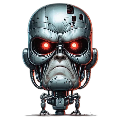 robot, face, comic book art, cyberpunk transparent PNG cut-out