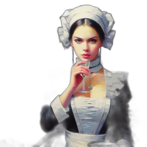 dress, face, staff, oil painting transparent PNG cut-out
