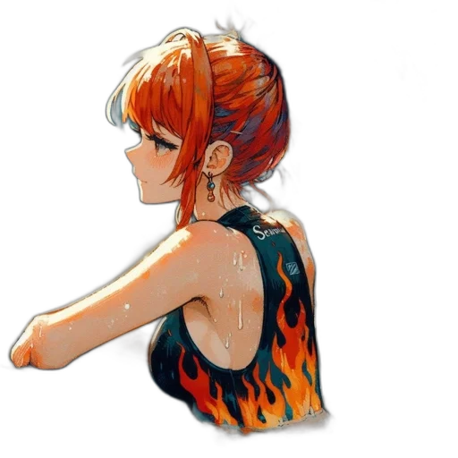 dress, jacket, staff, hair transparent PNG cut-out