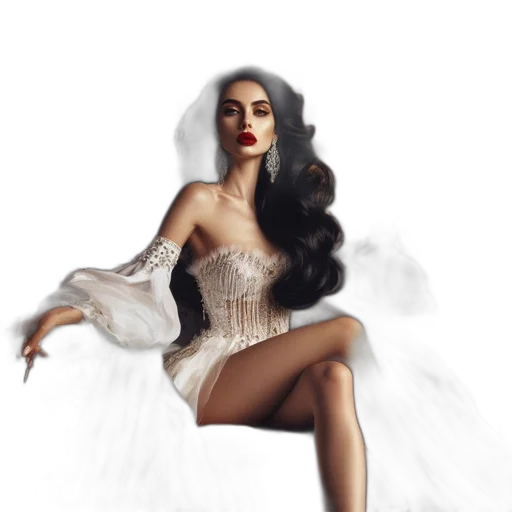 dress, hair, crown, fantasy art transparent PNG cut-out