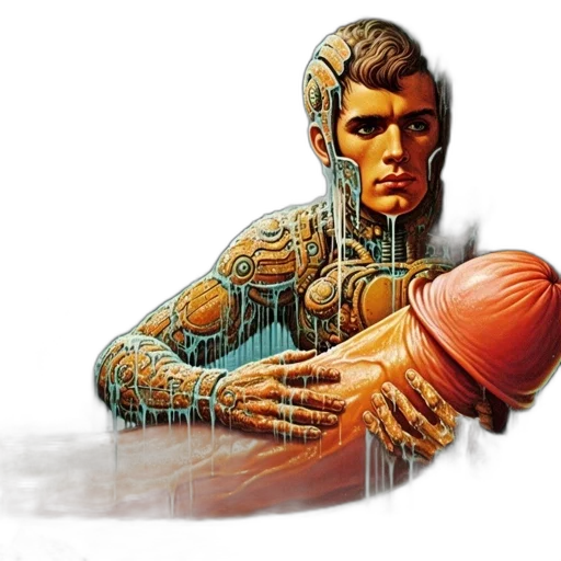 robot, jacket, comic book art, concept art transparent PNG cut-out
