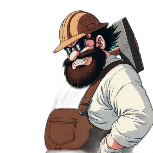 hat, staff, jacket, cartoon transparent PNG cut-out