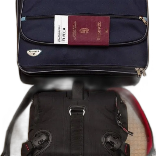 passport, attached, suitcase, indicating transparent PNG cut-out
