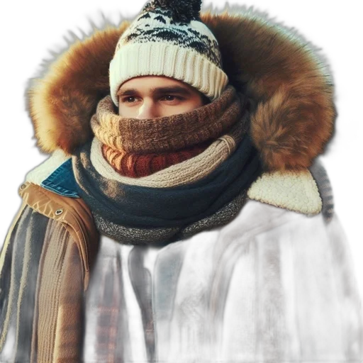 jacket, hat, face, mask transparent PNG cut-out