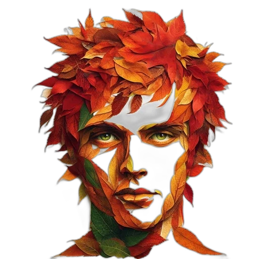 face, jacket, flower, crown transparent PNG cut-out