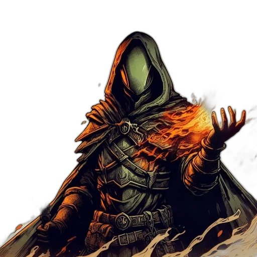 jacket, mask, staff, dragon transparent PNG cut-out
