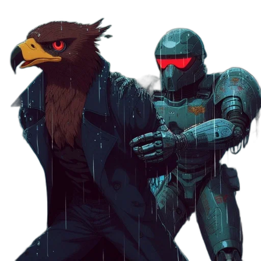 robot, concept art, pixel art, cyberpunk transparent PNG cut-out