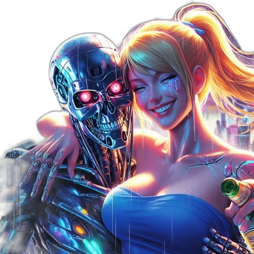 robot, comic book art, cyberpunk, concept art transparent PNG cut-out