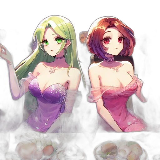 dress, pixel art, anime, watercolor transparent PNG cut-out