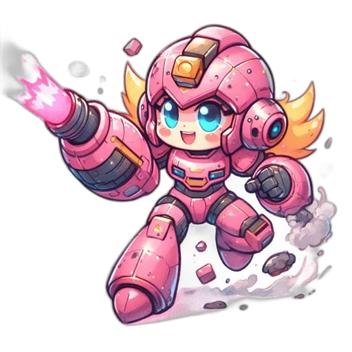 robot, weapon, staff, pixel art transparent PNG cut-out