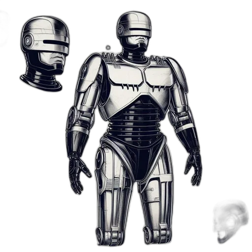 robot, concept art, 3d render, comic book art transparent PNG cut-out