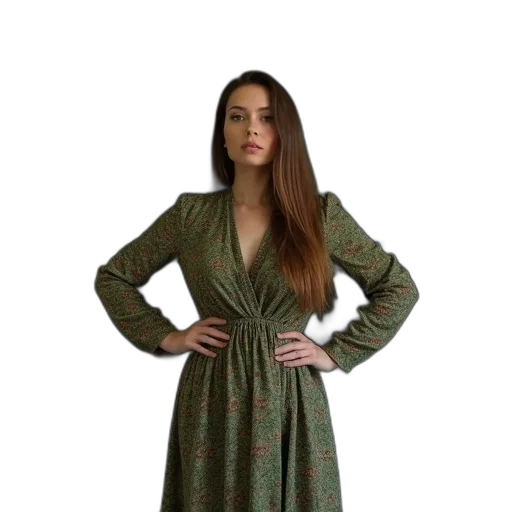 dress, jacket, staff, hair transparent PNG cut-out