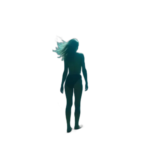 hair, creature, dress, staff transparent PNG cut-out