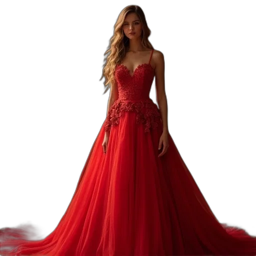 dress, jewelry, photorealistic, red transparent PNG cut-out