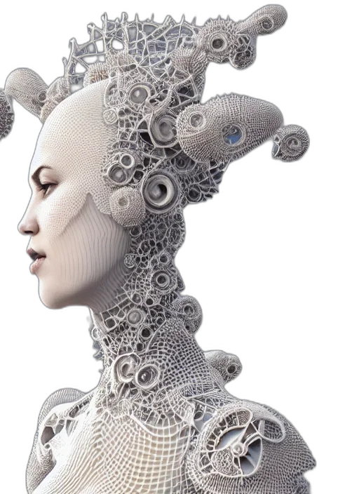 robot, cyberpunk, concept art, 3d render transparent PNG cut-out