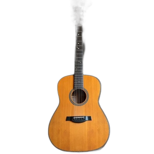 wooden, guitar, leaning, against transparent PNG cut-out
