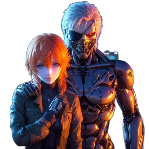 jacket, robot, concept art, cyberpunk transparent PNG cut-out