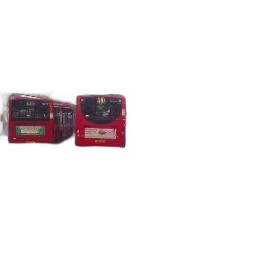 3d render, three, buses, parked transparent PNG cut-out